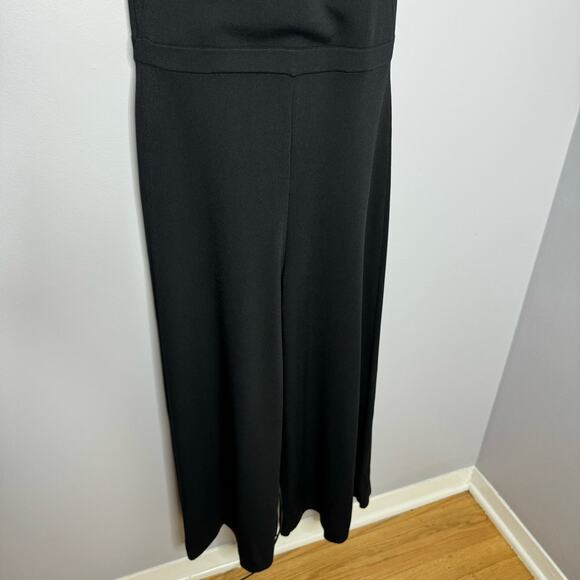 Theory Wrap Bodysuit Lustrate Jumpsuit Wide Leg V Neck  Black Minimalisst Sz M - Picture 7 of 11